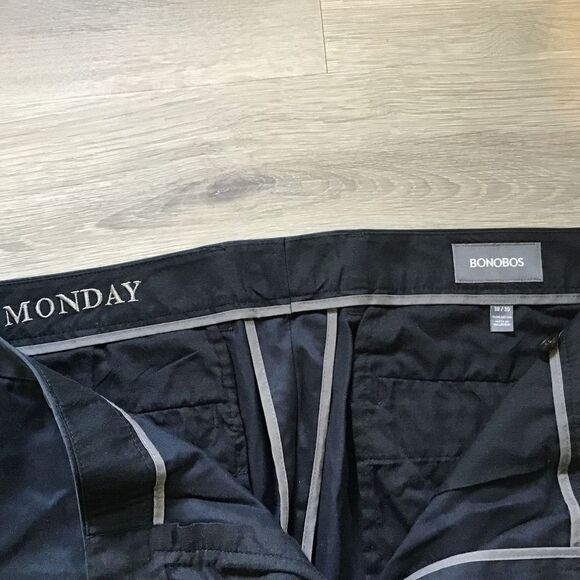 Bonobos Chino Pants Monday Mens 38 X 30 Black Flat Front Straight Leg Golf - Picture 6 of 8